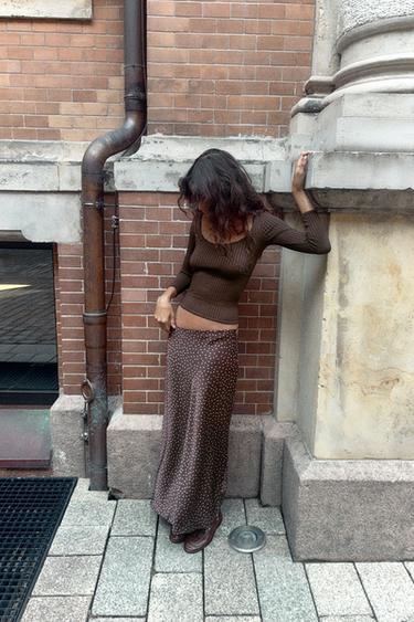 Zara Атласная юбка миди