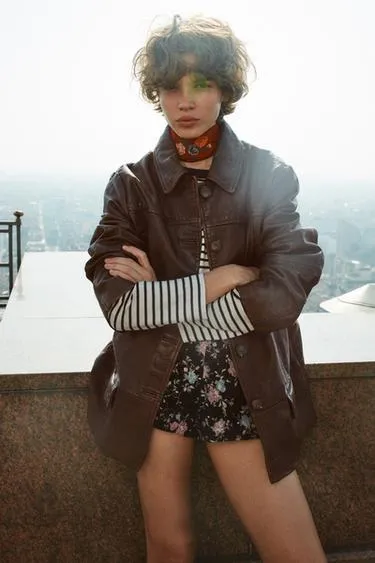 WASHED EFFECT LEATHER JACKET