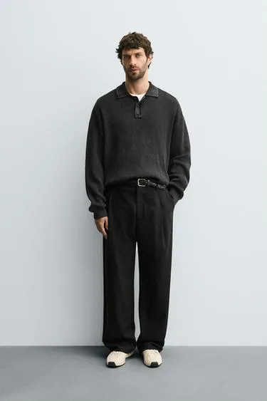 WASHED KNITTED POLO SHIRT