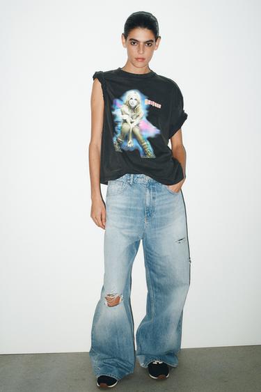 Zara Футболка с эффектом потертости BRITNEY SPEASRS©