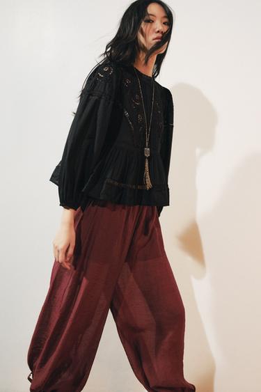 Zara Блуза в романтическом стиле с вышивкой — ZW COLLECTION