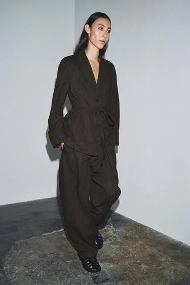 HERRINGBONE BLAZER WITH BELT ZW COLLECTION