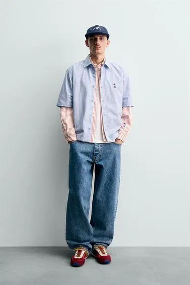STRIPED SHIRT WITH PATCHES CHAMPION ® X ZARA
