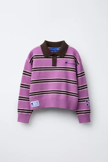 Трикотажный джемпер в полоску с вышивкой CHAMPION ® X ZARA- Заказать в России