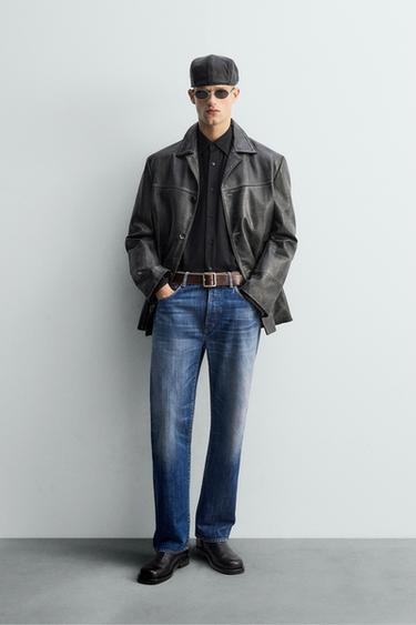 Zara Кожаная куртка с эффектом винтажа — LIMITED EDITION