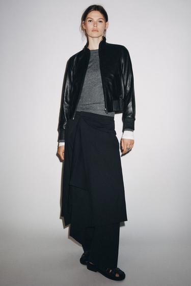 Zara Куртка-бомбер LIMITED EDITION ZW COLLECTION из кожи