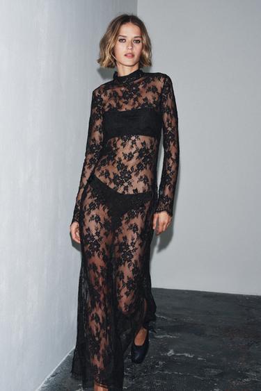 Zara Кружевное платье с открытой спиной