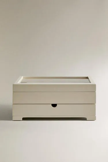 SMALL LACQUERED JEWELLERY BOX WITH LID AND DRAWER