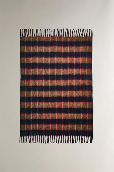Zara Плед SOFT CHECK с бахромой
