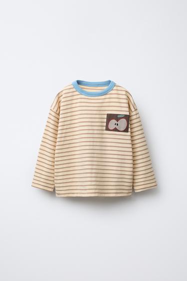 Zara Лонгслив в полоску с нашивкой «яблоко»