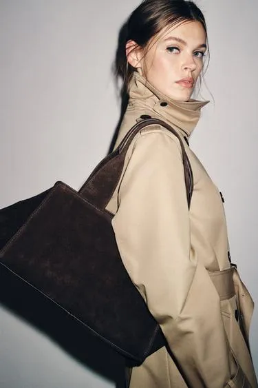 Замшевая сумка с двойной ручкой- Заказать в России