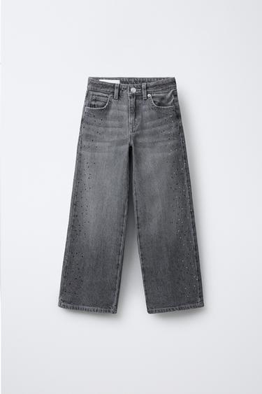 Zara Джинсы WIDE LEG со стразами