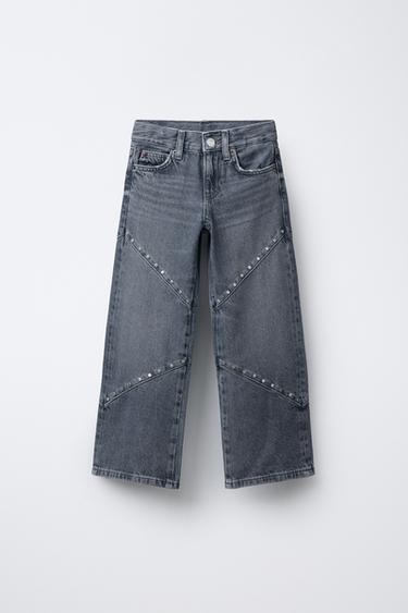 Zara Джинсы WIDE LEG с заклепками