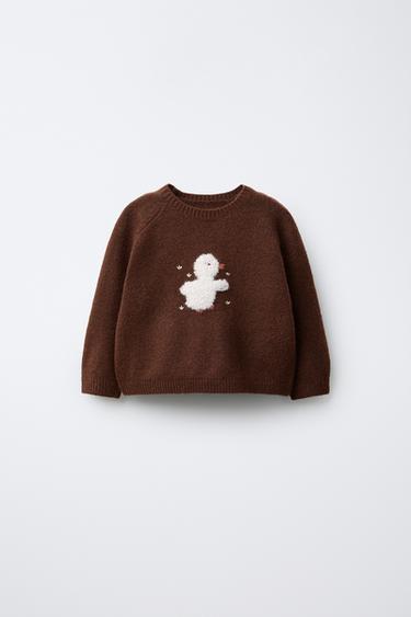 Zara Вязаный свитер с вышивкой в виде утенка