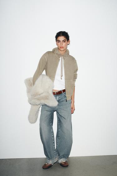 Zara Худи с капюшоном и эффектом потертости