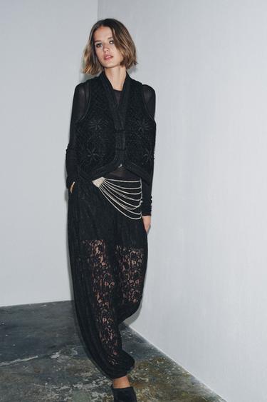 Zara Бархатный жилет с вышивкой ZW COLLECTION LIMITED EDITION