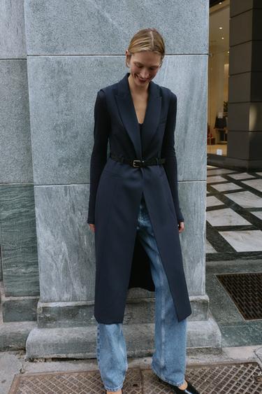 Zara Длинный жилет с поясом
