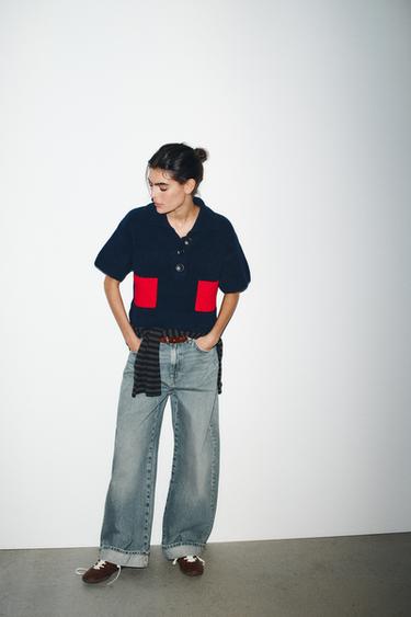 Zara Джемпер из трикотажа с короткими рукавами