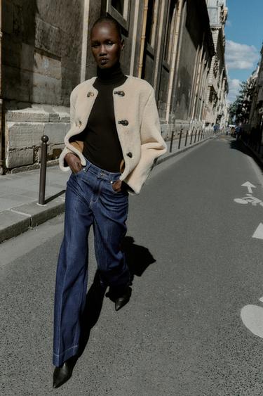 Zara Куртка-дубленка с навесными застежками купить с доставкой.