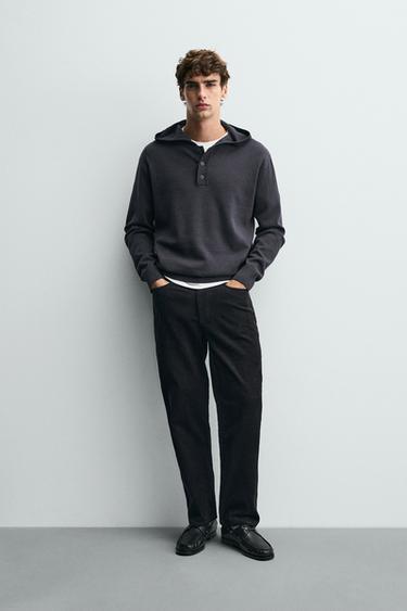 Zara Джерси из хлопка и шерсти с капюшоном