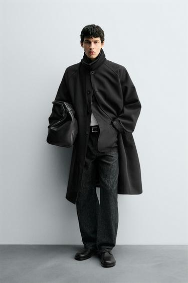 Zara Шерстяной тренч оверсайз