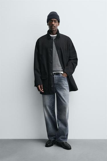 Zara Джинсовый тренч с комбинированным воротником