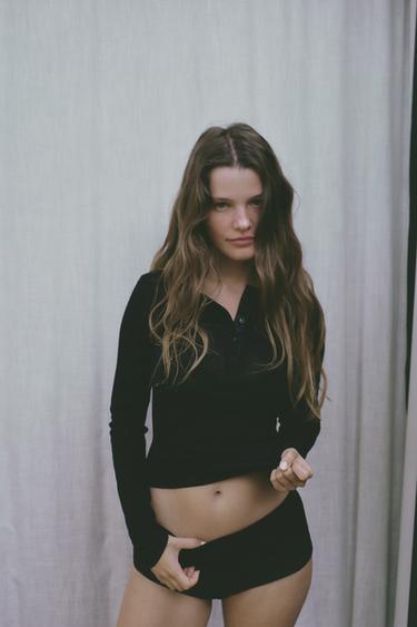 Zara Мини-шорты из хлопка с пуговицами