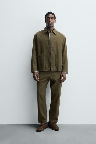 Zara Рубашка-овершерт из текстурированного хлопка с карманами