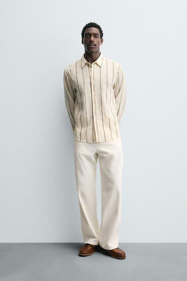 Zara Рубашка в полоску из жаккарда