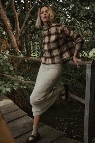 Zara Джерси в клетку с эффектом ворса купить с доставкой.