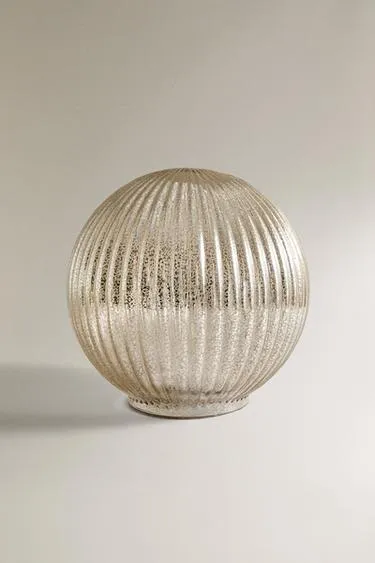 MEDIUM STRIPED LED LIGHT BAUBLE CHRISTMAS DECORATION