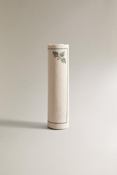 Zara Рулон хлопковых салфеток с рождественскими листьями падуба (набор из 20 штук)