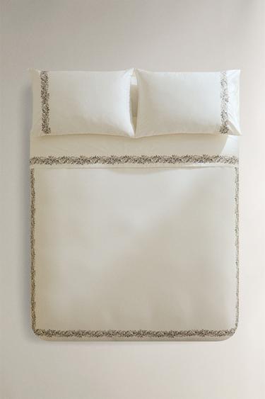 Zara Покрывало из сатина с вышитыми листьями