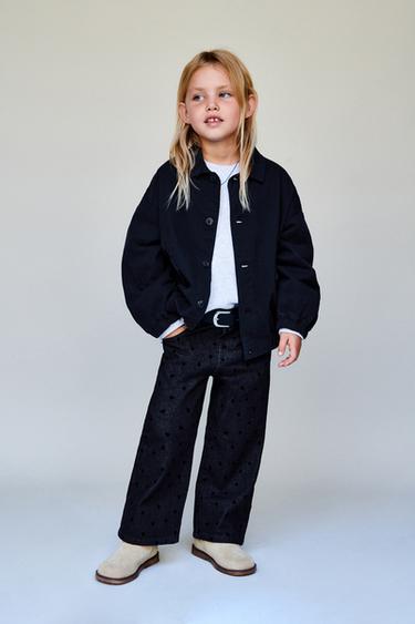 Zara Джинсы WIDE LEG с сердечками и флоковым покрытием