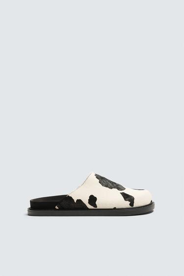 Zara Деревянные сабо из кожи и овечьей шерсти