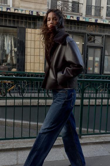 Zara Двусторонняя куртка из искусственной кожи