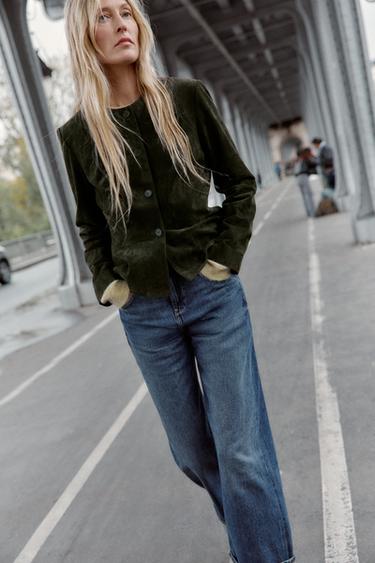 Zara Куртка из 100% кожи с расклешенным низом