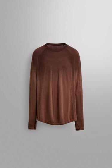 Zara Бесшовная спортивная футболка с контрастными деталями