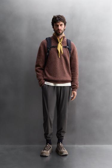 Zara Джемпер с комбинированным воротником на молнии