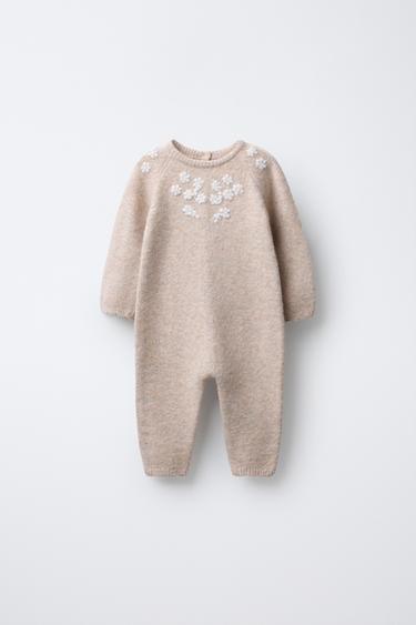 Zara Вязаный комбинезон с вышитыми цветами