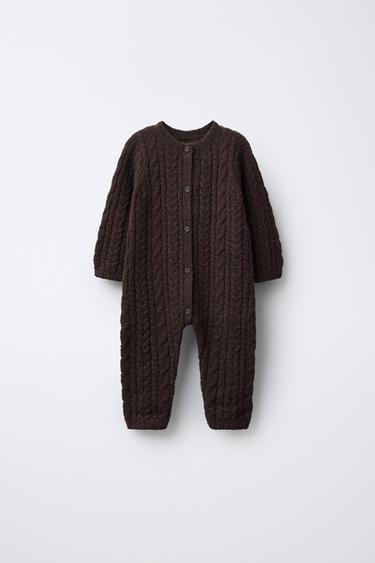 Zara Вязаный комбинезон с узором «косы»