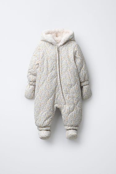 Zara Оденсуит с цветочным узором из нейлона с отстегивающимися рукавицами и ботинками