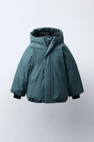 WATER-REPELLENT QUILTED COAT WITH HOODIE