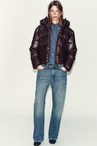 Zara WATER-REPELLENT WINDPROOF QUILTED FAUX LEATHER ANORAK купить с доставкой.