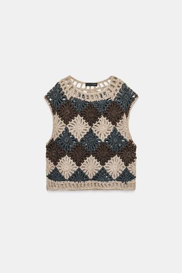 Zara Вязаный жилет крючком