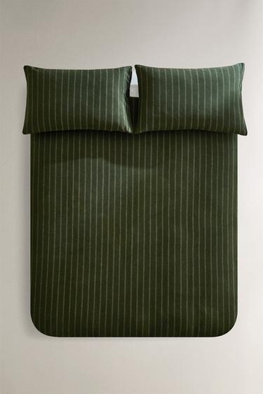 Zara Рождественский пододеяльник из хлопка и льна в полоску