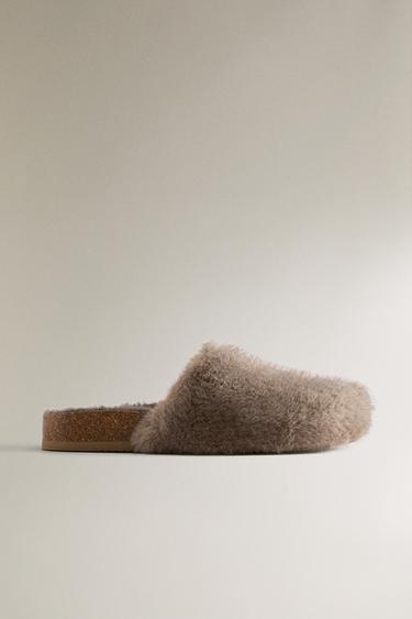 Zara Тапочки на меху FAUX FUR MULE