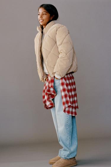 Zara Стеганая прорезиненная куртка