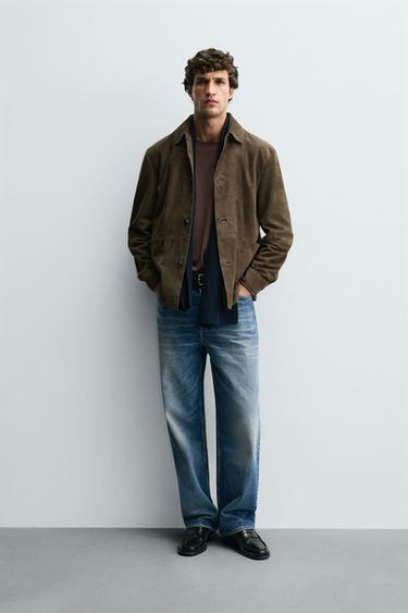 Zara Куртка-рубашка из замши