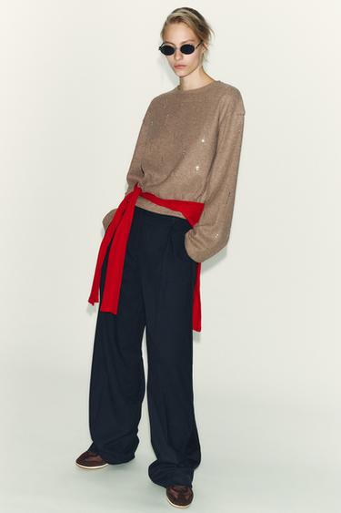 Zara Толстовка в рубчик с блестками